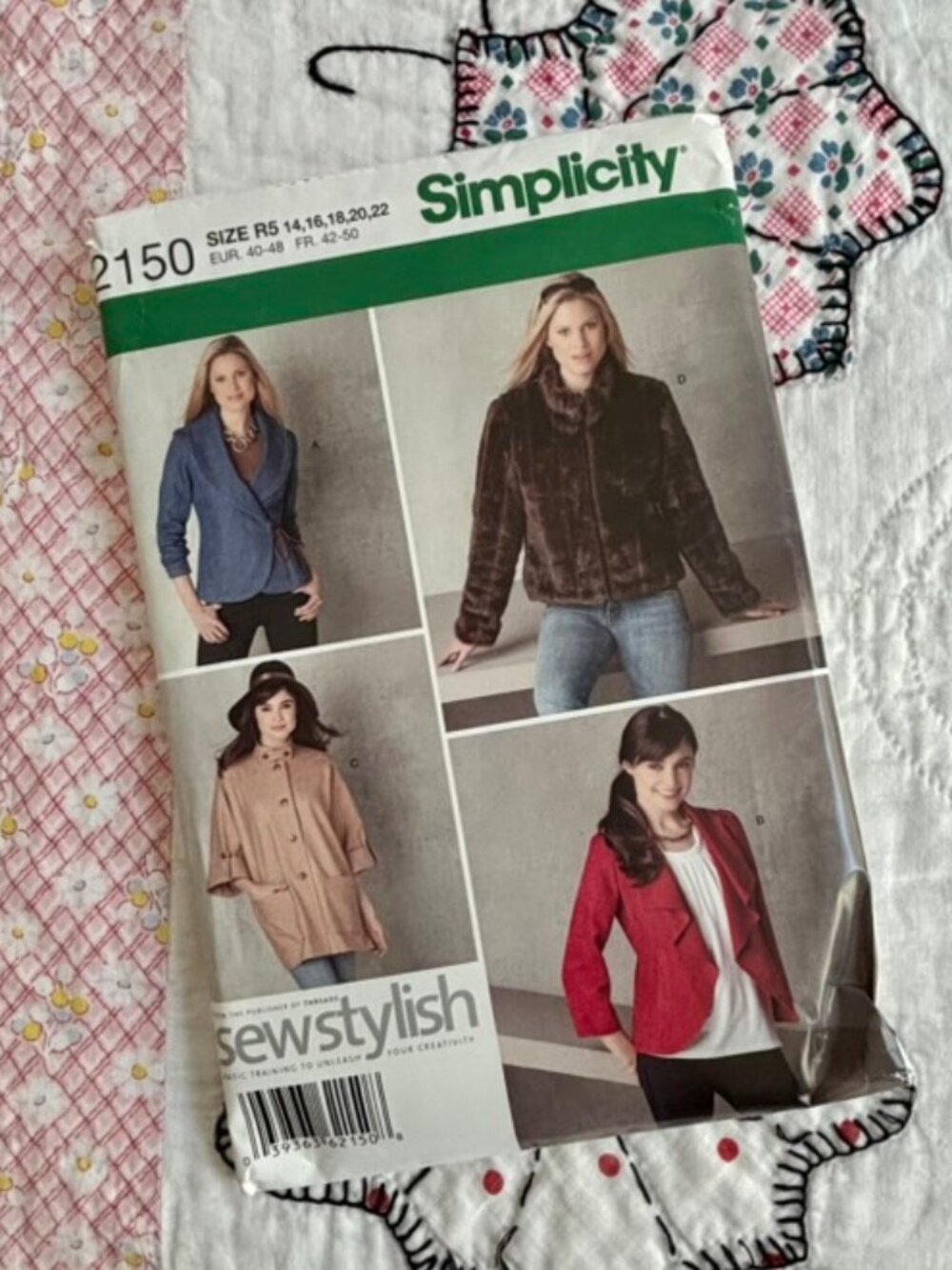 Simplicity 2150 sewing womens plus sz uncut jackets pattern